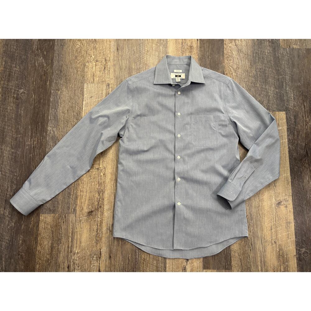 Joseph Abboud Mens Dress Shirt 15.5 34/35 Light Blue Non-Iron Cotton Long Sleeve